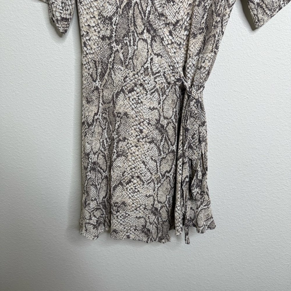 Reformation Monica Wrap Mini Dress Python Snake Print Size Medium PTP-18” - Picture 11 of 16